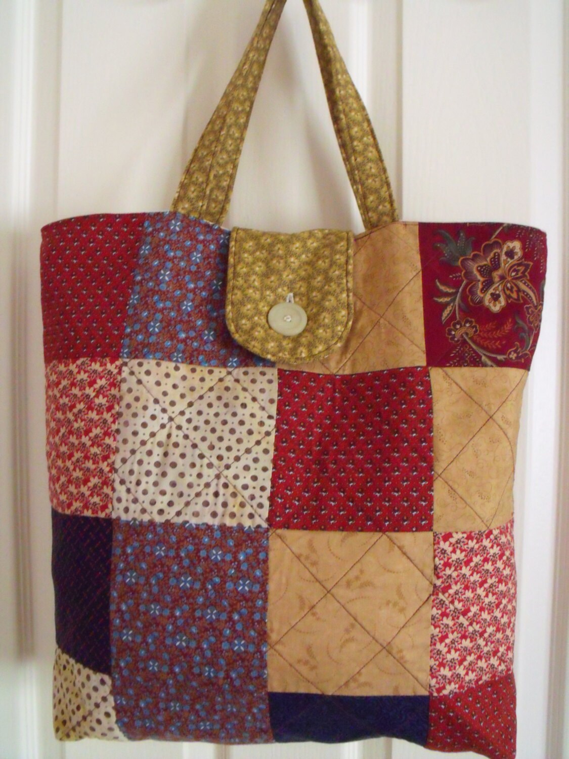 quilted shopping bag large cotton patchwork shopper shoulder