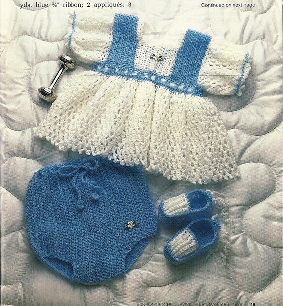 Baby Dress Panties Slippers Vintage Crochet by PatternMania3