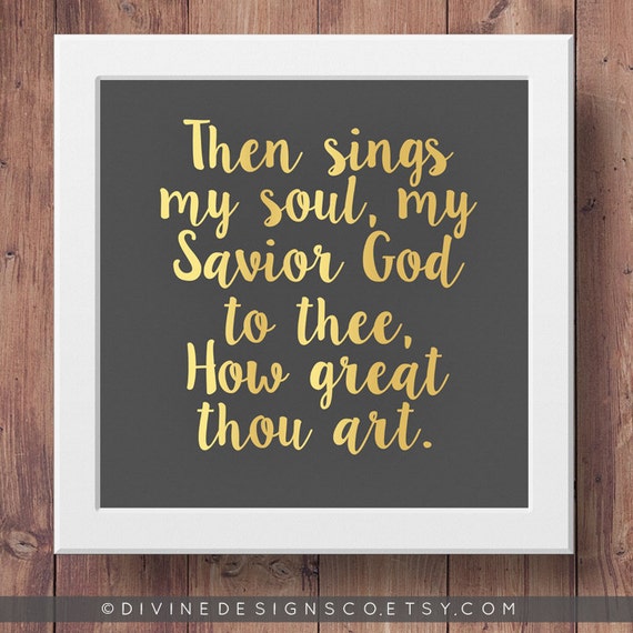 How Great Thou Art Lyrics Printable LDS Hymn Quote Faux