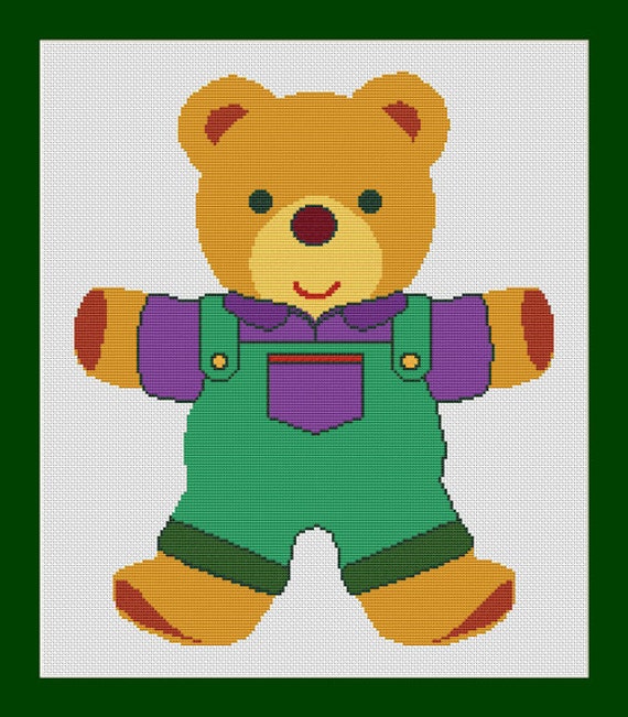 Cute Teddy Bear Counted Cross Stitch Pattern by InstantCrossStitch