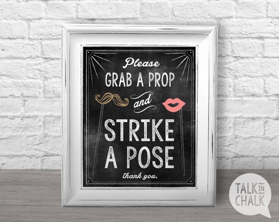 Grab a Prop and Strike a Pose Printable Chalkboard Style