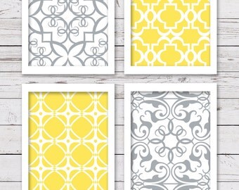 PRINTABLE Art, Printable Wall Art, Printable Art Set, Yellow and Gray Art, Gray and Yellow Wall Art, Bedroom Art, INSTANT DOWNLOAD