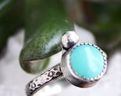 Turquoise Ring, Sleeping Beauty Arizona turquoise sterling silver ring, blue round stone ring size 7 1/4 7.25