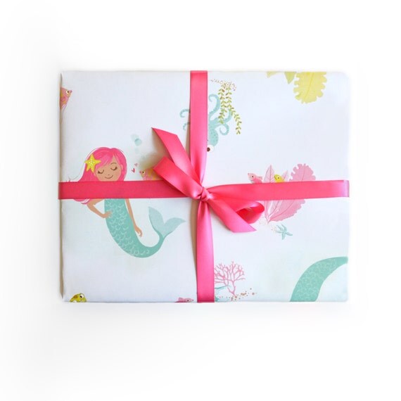 Mermaid Wrapping Paper Sheets Mermaid gift wrap under the
