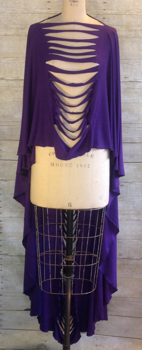 Purple Long Flowy Vest with rips