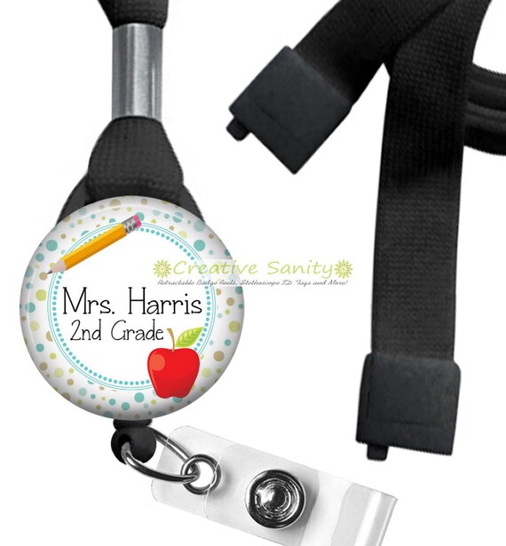 Personalized Teacher Lanyard Retractable Badge by CreativeSanity