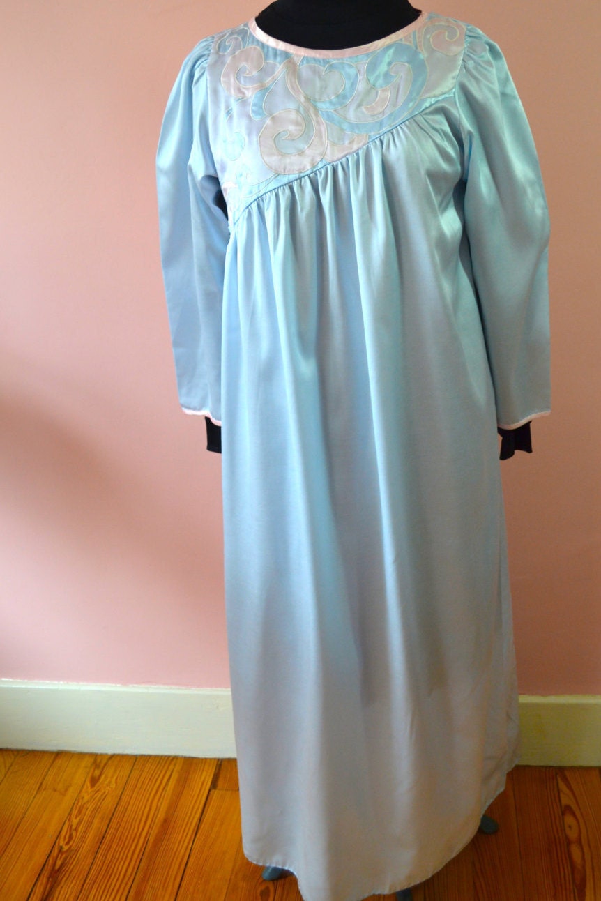 Satin Flannel Lined Natori Long Nightgown with Brush Flannel