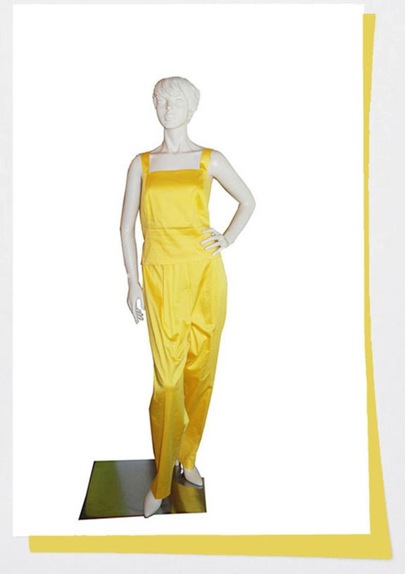 yellow silk pants