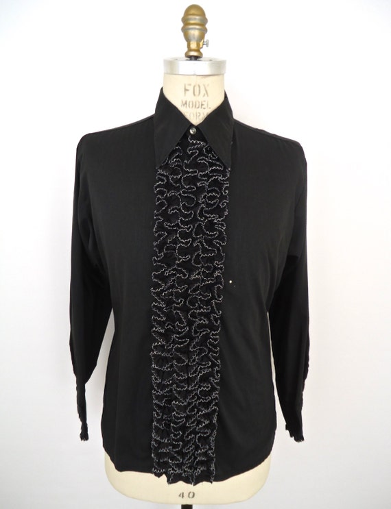 vintage ruffle tuxedo shirt