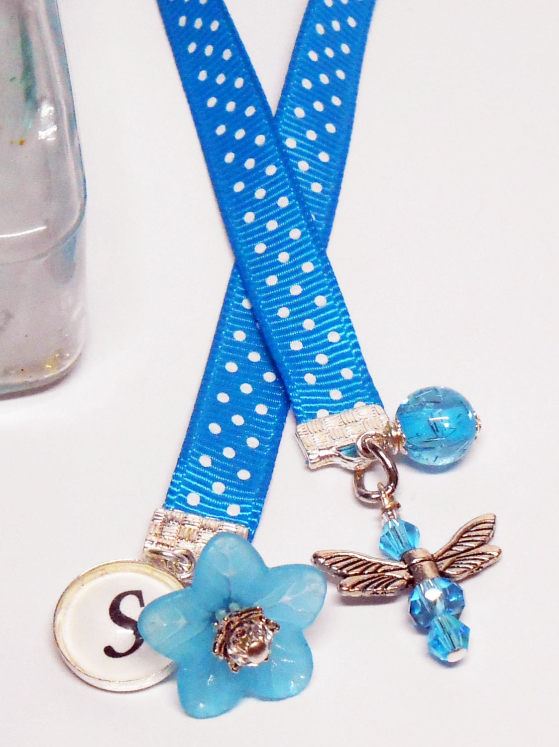 Personalized Ribbon Bookmark Initial Charm Bookmark Book