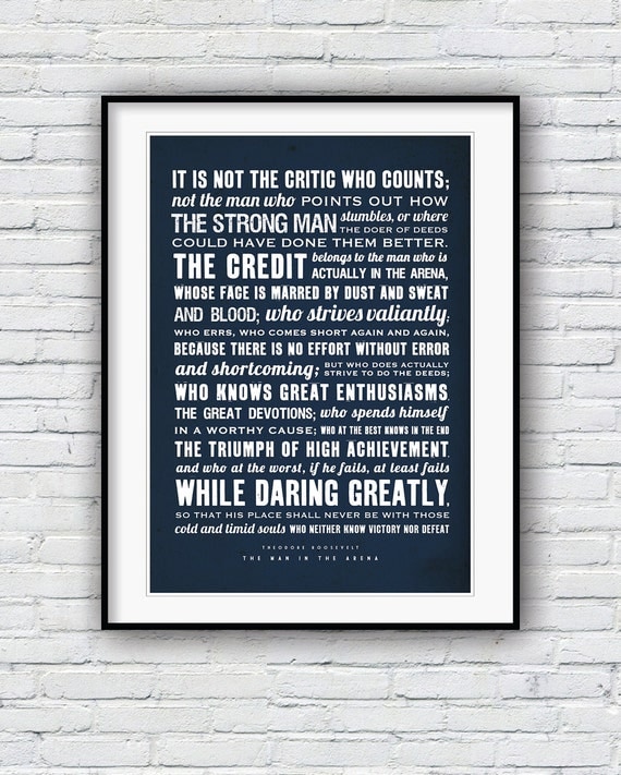Theodore Roosevelt The Man in the Arena Quote poster by Redpostbox