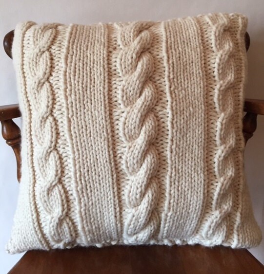 Chunky Cable Knit Pillow Case / Pillow Cover / by RavelledKnits