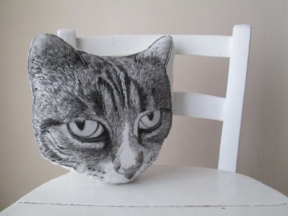 big cat pillow head shaped for crazy cat lady decorative throw cushion ...