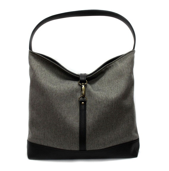 Gray Shoulder Bag Faux Leather Hobo Purse Slouchy Tote