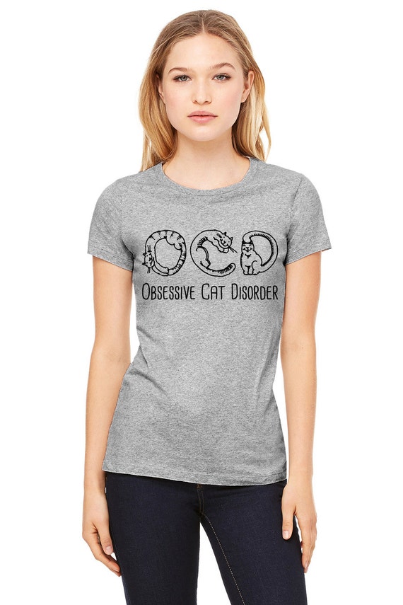 Items similar to Grey Tshirt - OCD Obsessive Cat Disorder - Cat Shirt ...