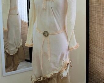 Steampunk Victorian Dress with Rustic Elegant Woodland High Neck xs, s, m, l, or xl