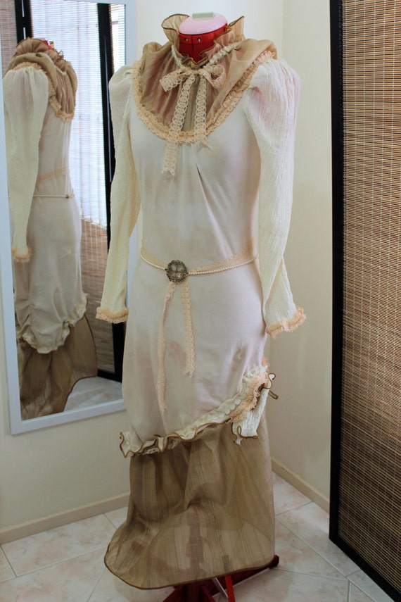 Steampunk Victorian Dress (Rustic Elegant Woodland High Neck) xs, s, m, l, or xl by VentriloquistCourt steampunk buy now online