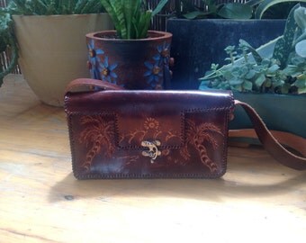 Boho Festival Bag - Everyday Bag Leather - Boho Leather Handbag - Tooled Leather Shoulder Bag - Small Leather Boho Handbag - Gifts For Her