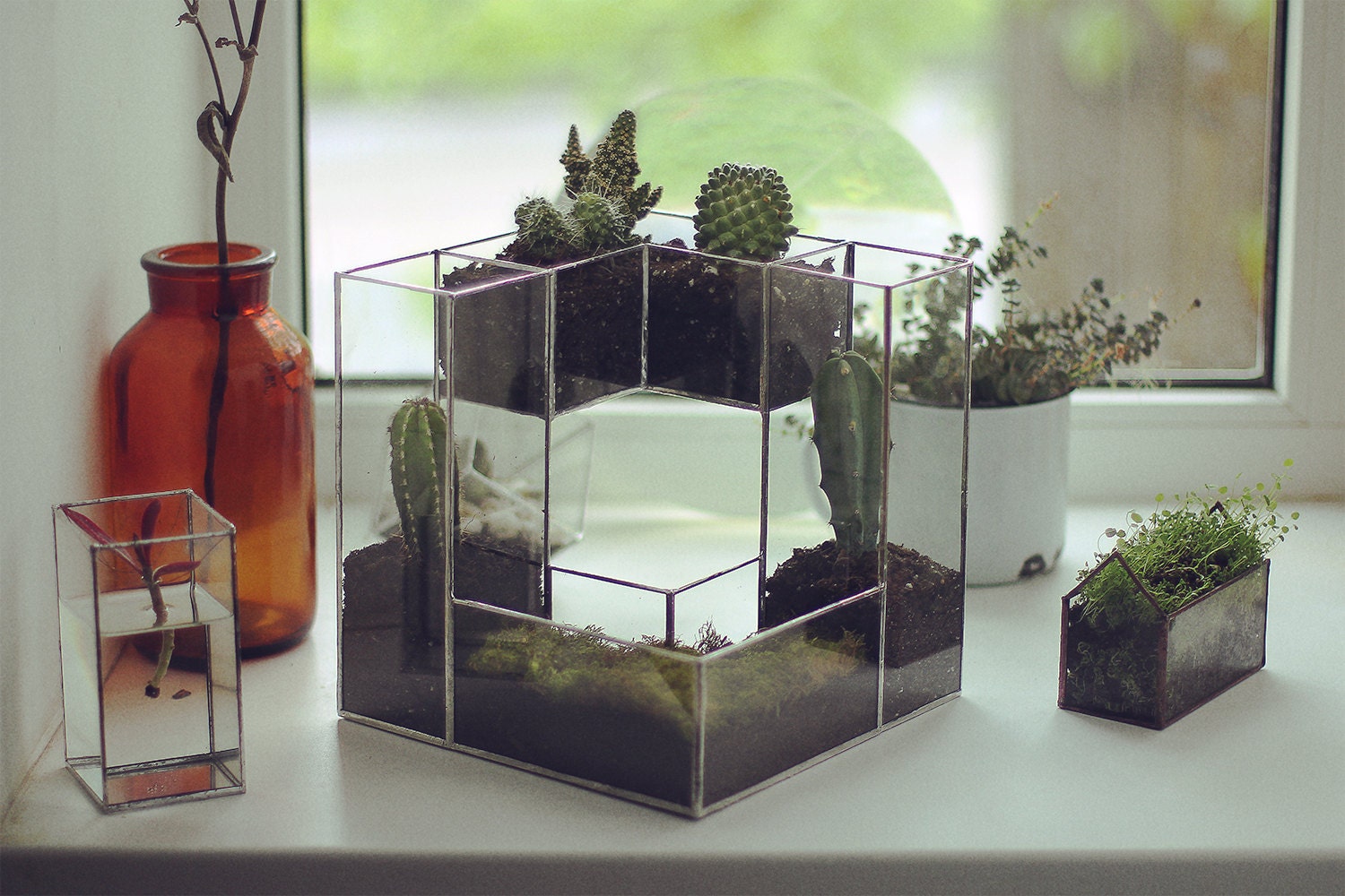 SALE Geometric Glass Terrarium Modern Planter for Indoor