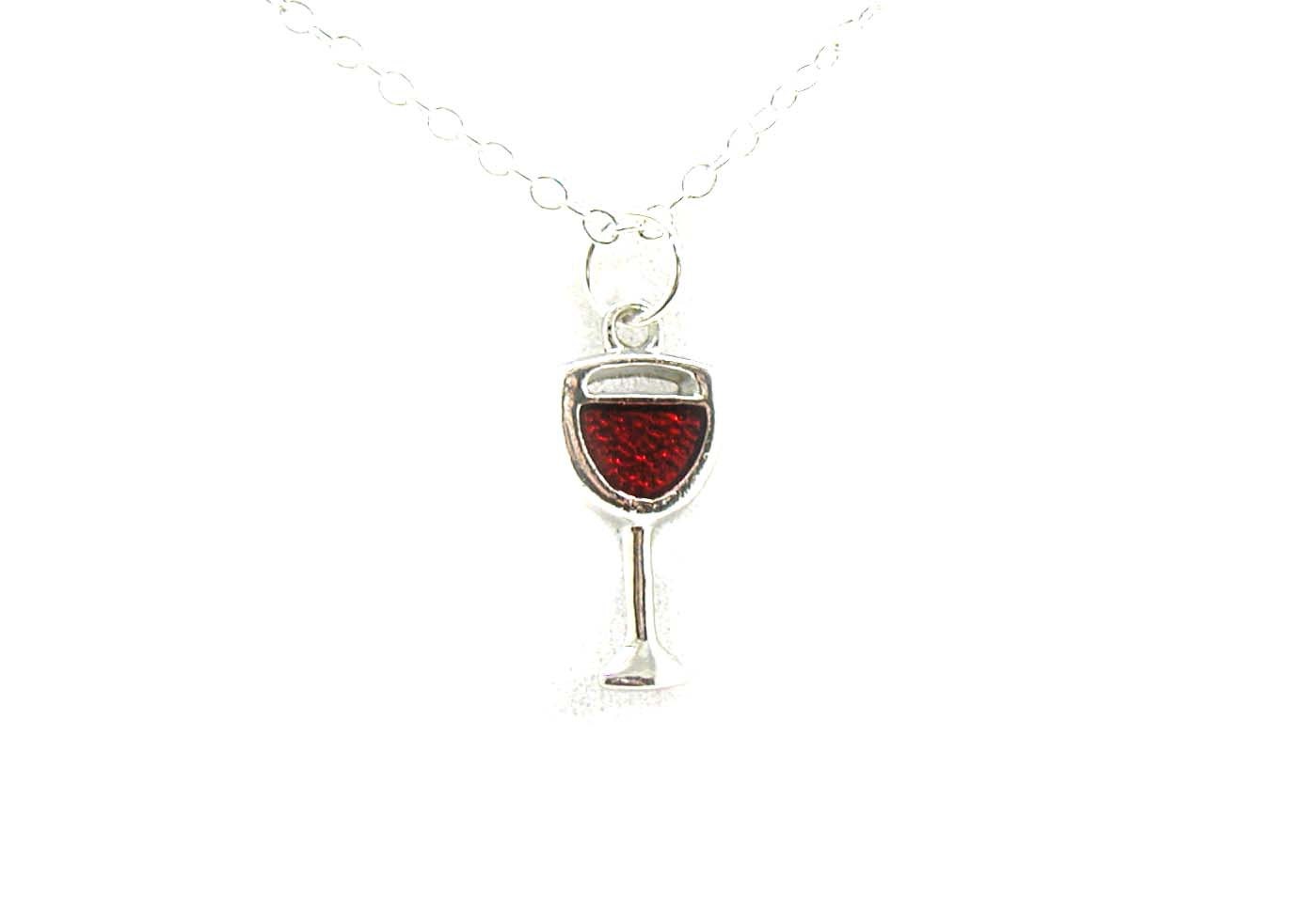 Wine Glass Necklace Wine Glass Pendant Charm Jewelry Silver