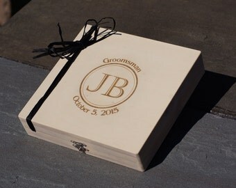 Groomsmen Gift - Set of 2 Rustic Personalized Engraved Cigar Boxes, Best Man Gift Box, Best Man Cigar Box, Personalized Wood Box