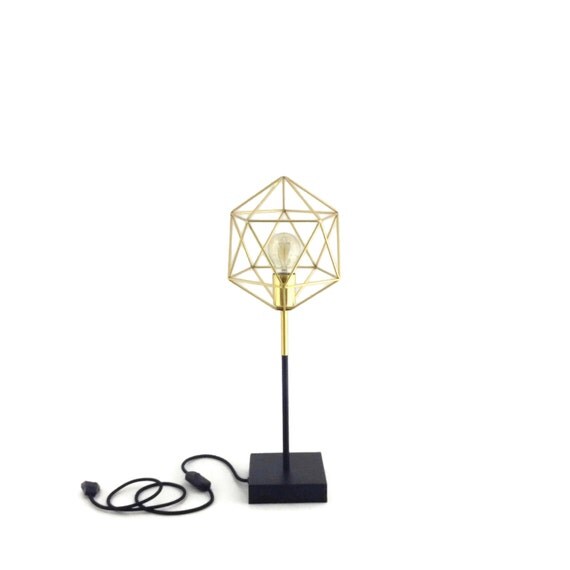 Iris Gold und schwarz Minimal Design Tisch von LightingAlchemy