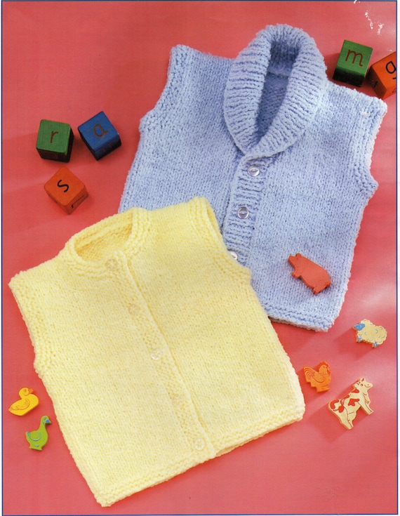 baby toddler childrens waistcoats knitting pattern gilet