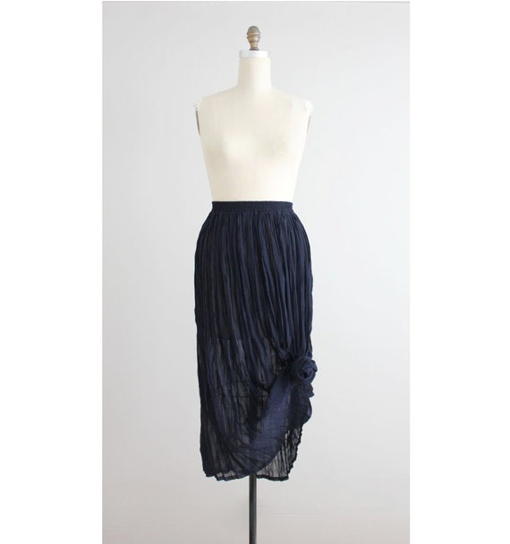 crinkle skirt textured skirt sheer navy blue skirt