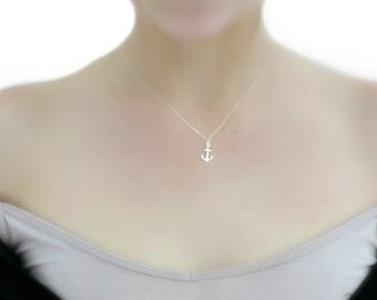 anchor necklace / sterling silver anchor necklace / birthday gift / gift for mom / nautical necklace / layering necklace / hope / christian
