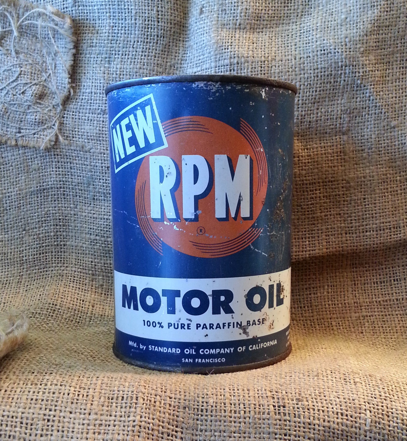 1950's RPM Motor Oil Quart Can Vintage Tin Litho