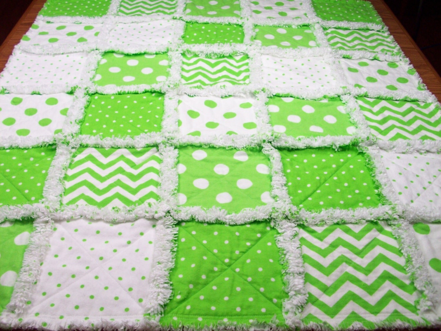 Baby Rag Quilts White Lime Green Baby Quilt by LoveableQuiltsNMore