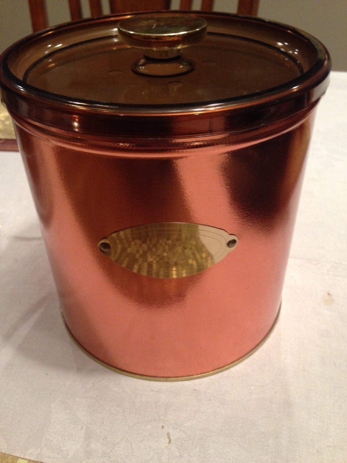 Beautiful Copper Gold Ice Bucket Lid & by MimisVintageGoods