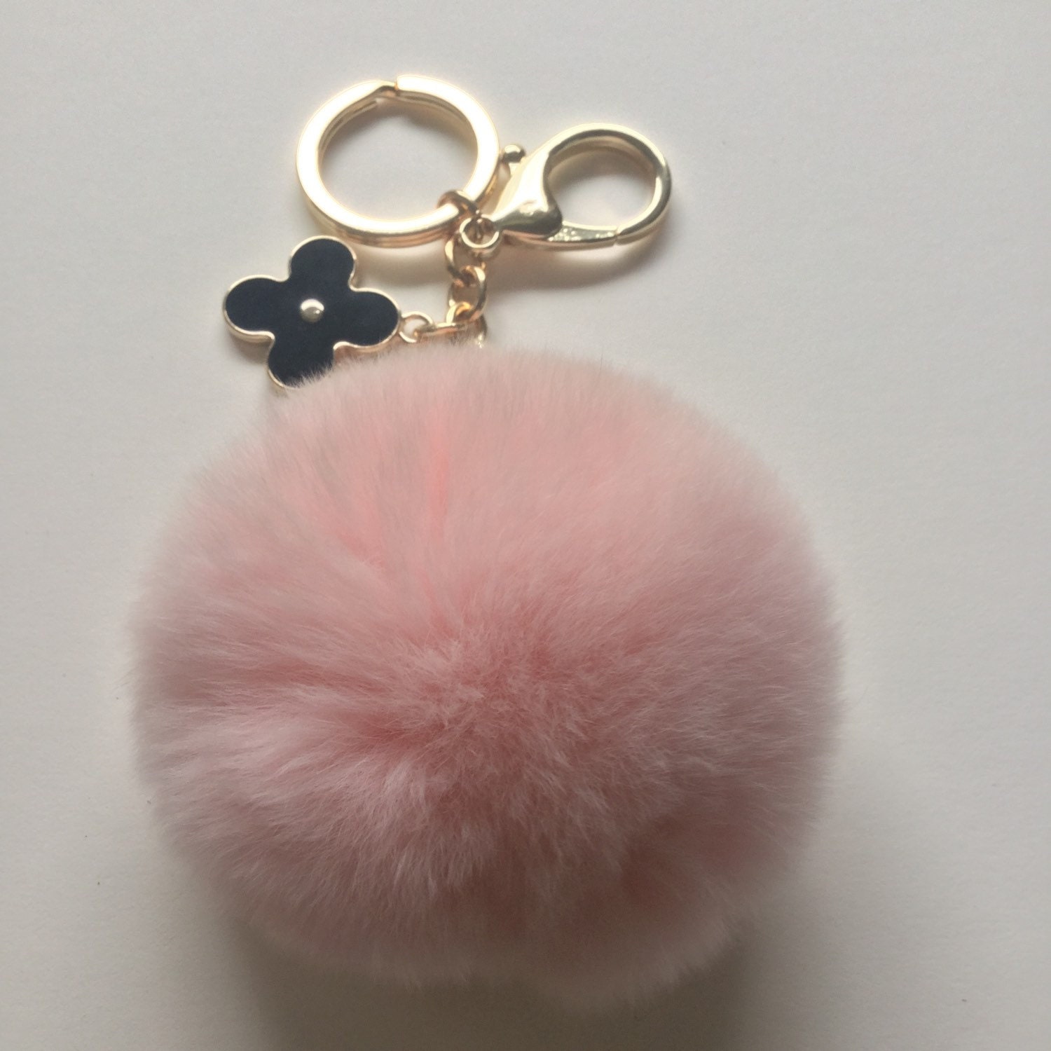 to pom pom keychain where buy Light pom REX pom by fur keychain YogaStudio55 Rabbit pink pom pom