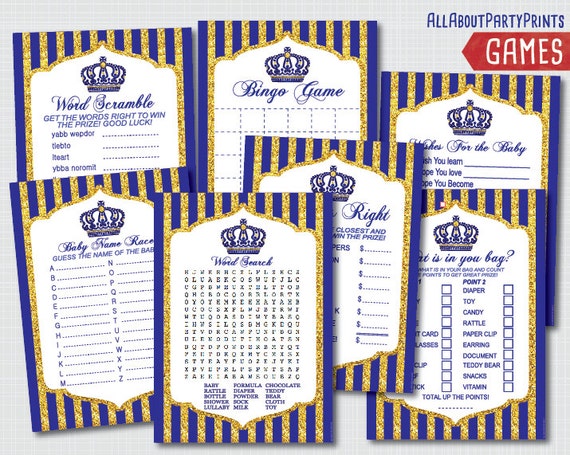 PDF formatInstant Download Royal Baby Shower Games pack