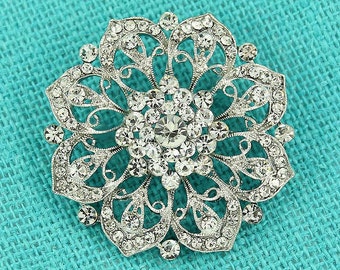 Rhinestone Crystal Wedding Brooch, Crystal Silver Bridal Brooch, Rhinestone Bridesmaid Brooch, Vintage Wedding Silver Rhinestone Brooches