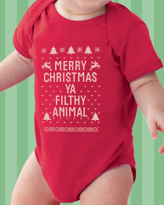 Merry Christmas You Filthy Animal Baby Snap On Lap by VESTYS
