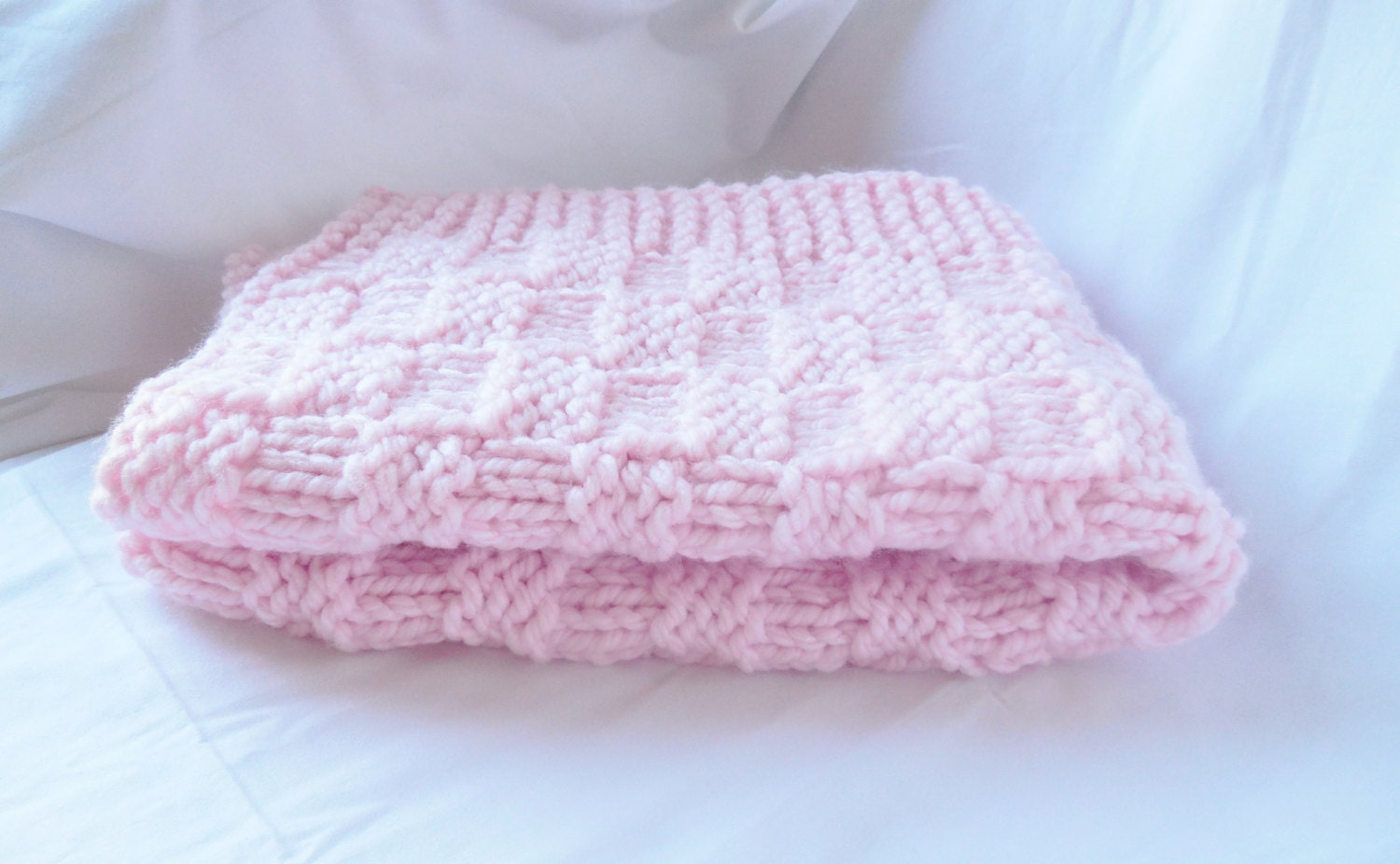 Pink Baby Blanket Knit Soft Chunky Newborn by OurFarmstead on Etsy