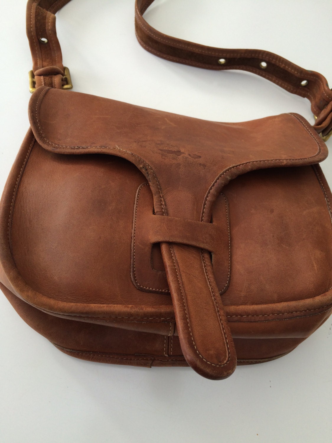 Vintage Coach cross body saddle bag courier messenger handbag