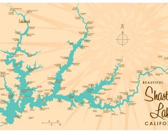 Shasta Lake, CA Map Print