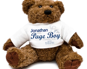 Personalized Page Boy Wedding Teddy Bear - Gift Thank You Present Keepsake Blue Celebration Special Day