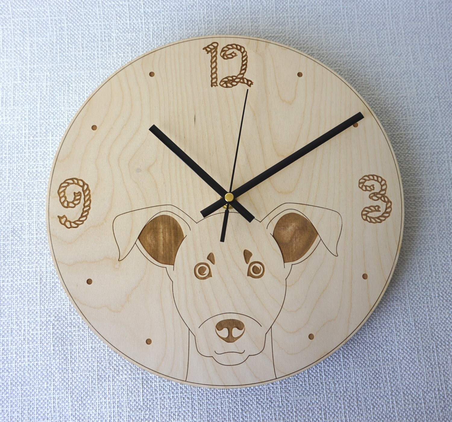 Wood wall clock/ Dog clock/ Kids clock by 8trees on Etsy