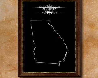 Augusta City Georgia State Chalkboa rd Custom Made Frame Magnetic ...