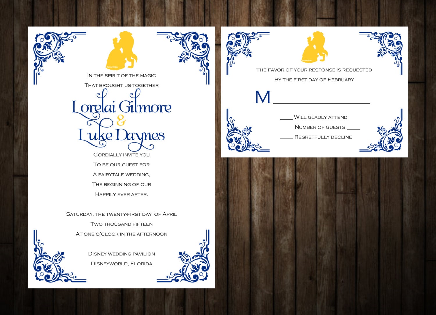 Beauty and The Beast Wedding Invitations by StationeryByLaly