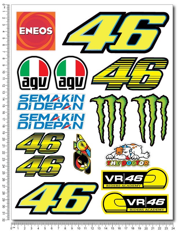 Valentino Rossi The Doctor Sponsors 46 Decal Sheet Motorbike