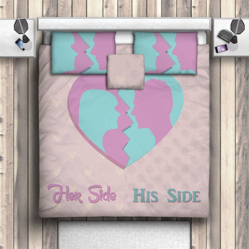 Retro His Side Her Side Bedding His Hers Bed Love by ...