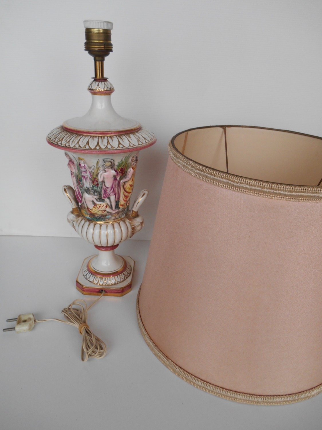 Antique Capodimonte Porcelain Table Lamp with by AntiqueAndUnique2