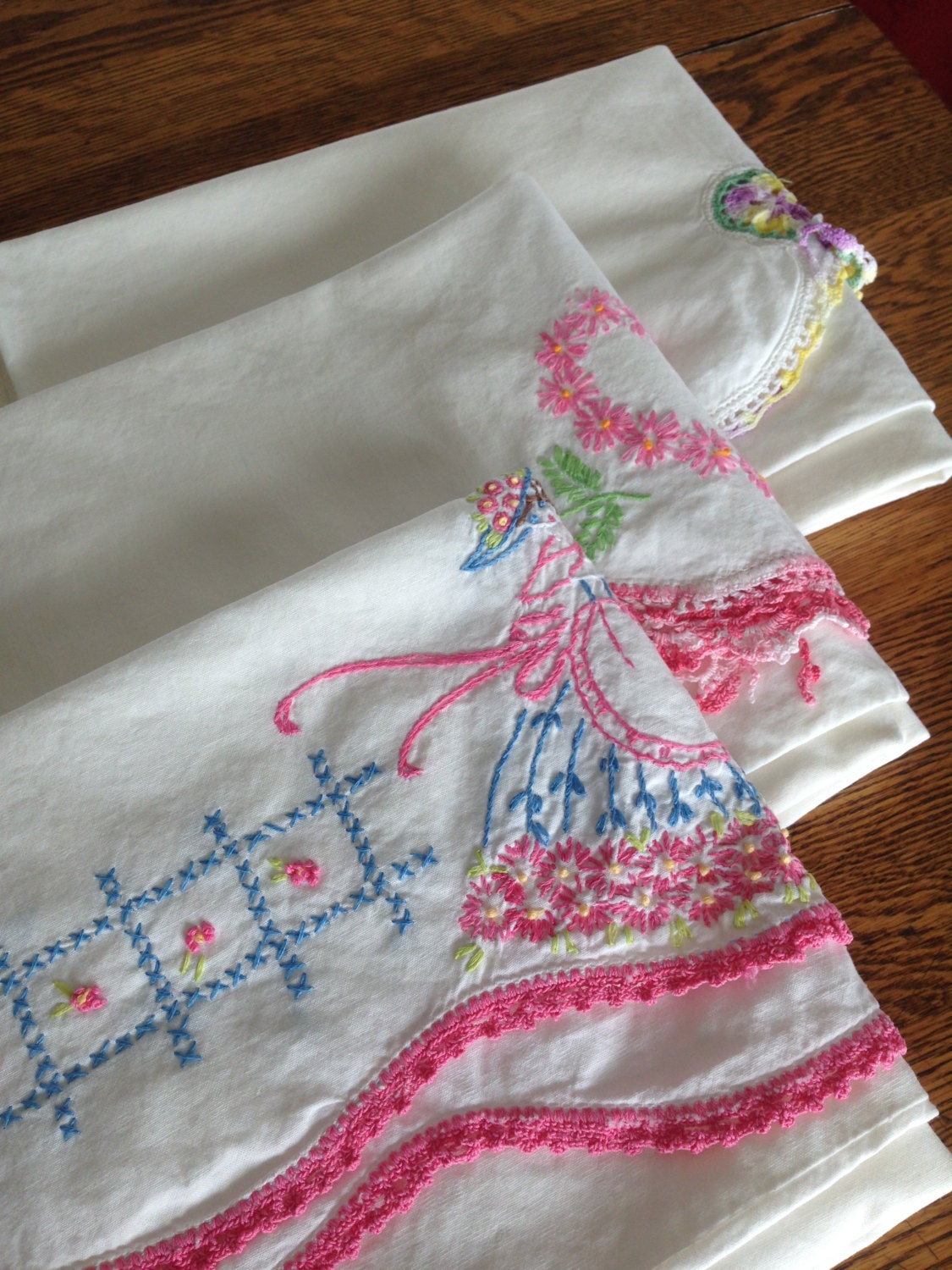 Embroidered Pillow Cases for Crafting and Repurposing