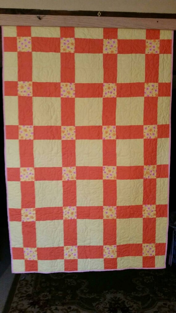 Orange Blossom Quilt. Orange & by ManInTheMoonQuilting on Etsy