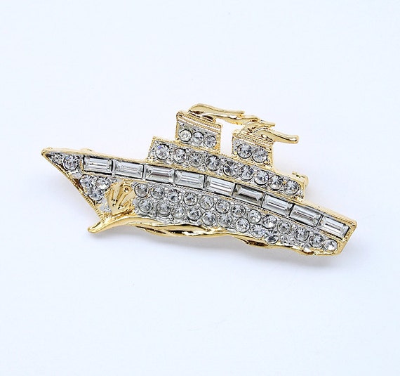 Ship Brooch Gold Ship Broach Nautical Beach Jewelry DIY