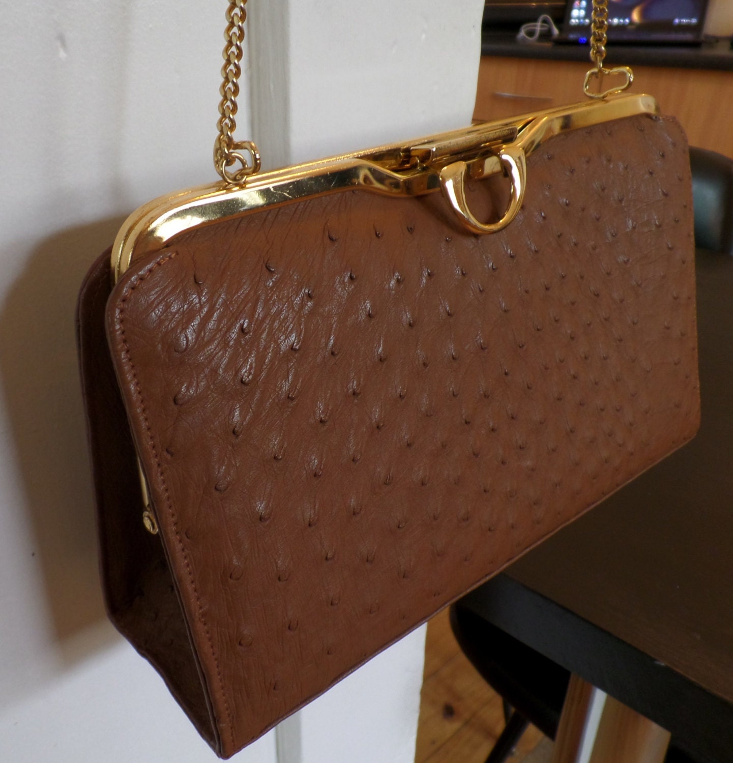 Vintage Genuine Ostrich Leather Handbag by essteecraft on Etsy